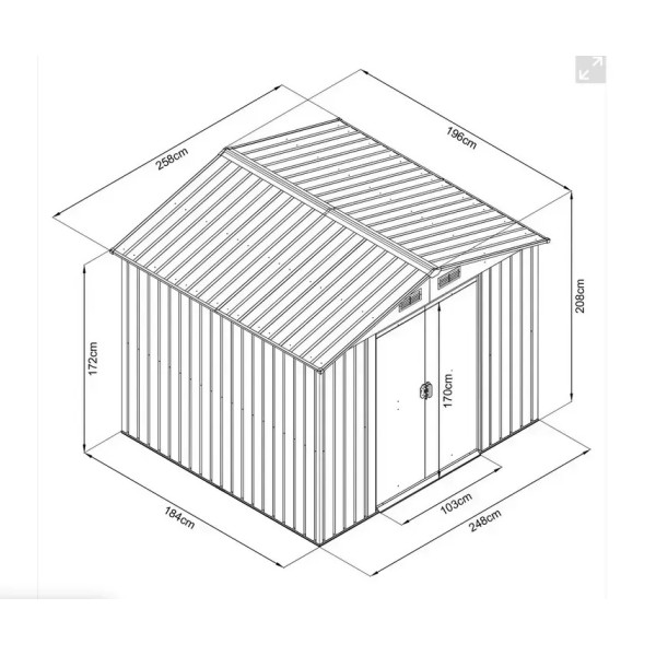 Садовый домик металлический HECHT 6X8 PLUS
