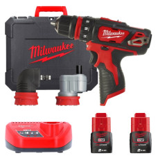 Дрель-шуруповёрт аккумуляторная MILWAUKEE, M12 BDDXKIT-202C, 32Нм (ЗУ, 2х2Ач, насадки, кейс)