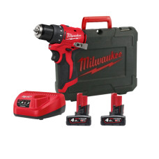 Дрель-шуруповёрт аккумуляторная бесщёточная MILWAUKEE, M12 BLDDRC-402С, 40Нм (ЗУ, 2х4Ач, кейс)