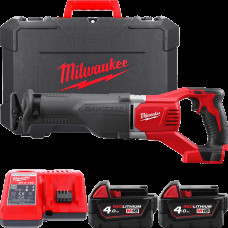Пила шабельна акумуляторна MILWAUKEE, M18 BSX-402C (зарядний пристрій М12-18 С, 2 акумулятори М18 В4 4Аг, полотно, кейс)