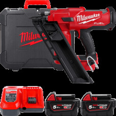 Пістолет цвяхозабивний акумуляторний безщітковий MILWAUKEE M18 FUEL FFNS-502C (зарядний пристрій M12-M18 FC, 2 акумулятори M18 B