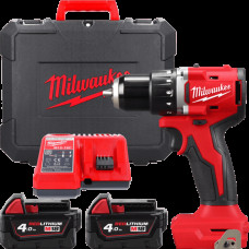 Дрель-шуруповёрт аккумуляторная бесщёточная MILWAUKEE, M18 BLDDRC-402С, 60,5Нм (ЗУ, 2х4Ач, кейс)
