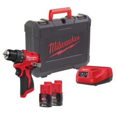 Дрель-шуруповёрт аккумуляторная бесщёточная MILWAUKEE, M12 BLDDRC-202С, 40Нм (ЗУ, 2х2Ач, кейс)