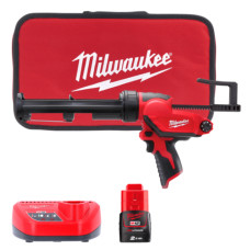 Пистолет для герметиков аккумуляторный MILWAUKEE, M12 PCG/310C-201B, 310мл (ЗУ, 1х2Ач, сумка)