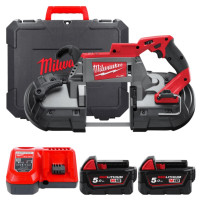 Пила стрічкова акумуляторна MILWAUKEE, M18 CBS125-502C (зарядний пристрій М12-18 FC, 2 акумулятори М18 В5 5Аг, кейс)