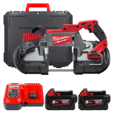 Пила стрічкова акумуляторна MILWAUKEE, M18 CBS125-502C (зарядний пристрій М12-18 FC, 2 акумулятори М18 В5 5Аг, кейс)
