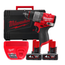 Дрель-шуруповерт аккумуляторная бесщёточная MILWAUKEE, M12 FDD2-402X, 45Нм (ЗУ, 2х4Ач, HDкейс)