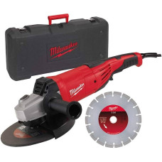 Шліфмашина кутова MILWAUKEE, AG 22-230 DMS DSET, 2200Вт, діаметр 230мм (алмазний диск, захисний кожух, бічна рукоять, опорна та
