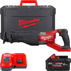 Пила шабельна акумуляторна MILWAUKEE, M18 FSX-801C (зарядний пристрій M12-18 FC, 1 акумулятор M18 FB8 8 Аг, полотно, кейс)