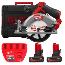 Пила дискова ручна акумуляторна безщіткова MILWAUKEE, M12 FCS442-502X, діаметр 140мм (зарядний пристрій С12 С, 2 акумулятори М12